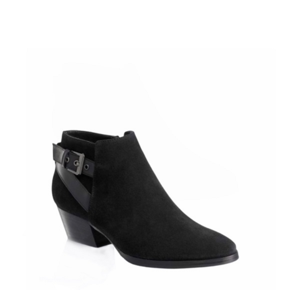 Aquatalia Farin Black Suede Ankle‎ Buckle Boots